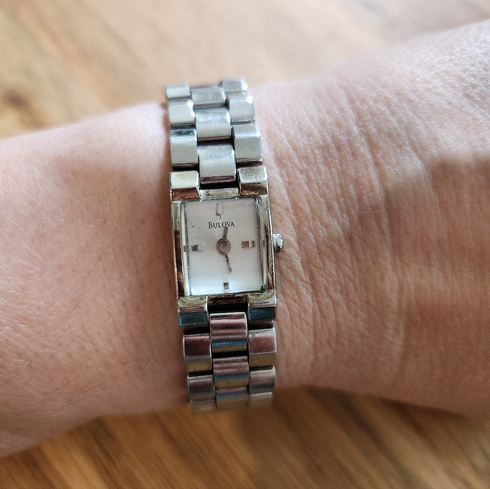 Bulova Womens Cocktail Silver Watch with White Dial